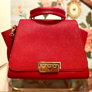 ZAC Zac Posen Eartha Saffiano Leather Satchel Red